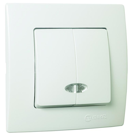 Выключатель 2-кл. Lillium с подсветкой Makel 32001023