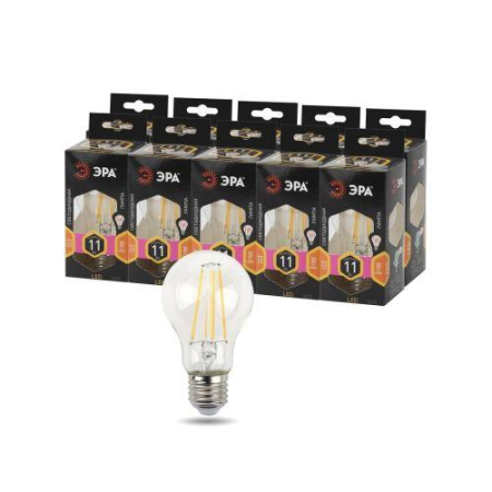 Лампа светодиодная филаментная F-LED A60-11W-827-E27 11Вт A60 грушевидная 2700К тепл. бел. E27 Эра Б0035025