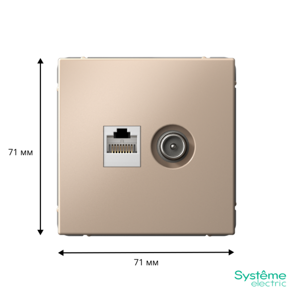 Розетка компьютерная + телевизионная 2-м ArtGallery RJ45 + TV кат.5E песочн. SE GAL001289