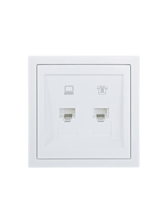 Розетка компьютер+телефон СП ZIMA бел. LEZARD 704-0288-143