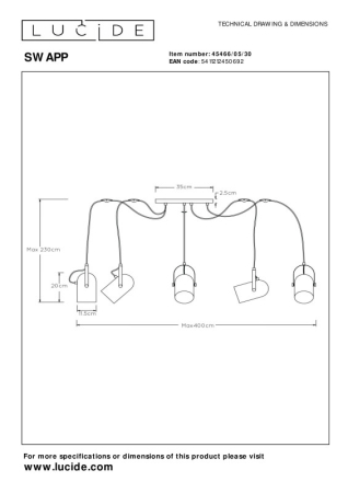 Каскадная люстра LUCIDE 45466/05/30