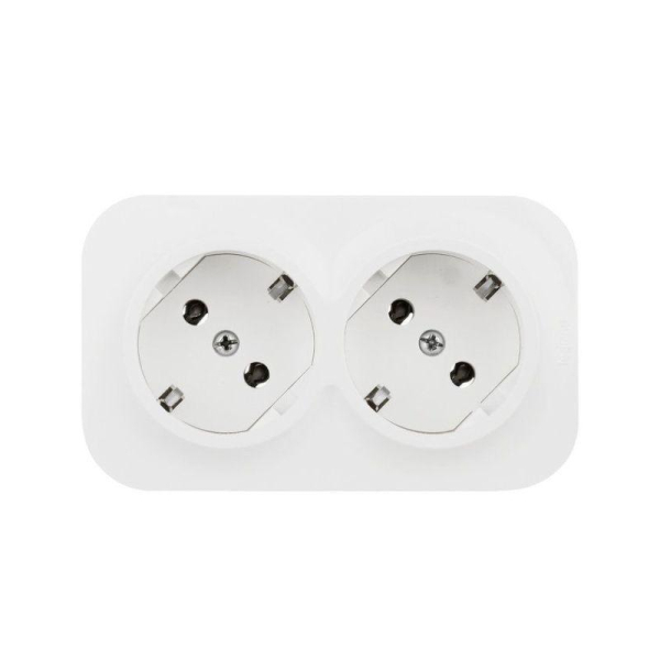 Розетка 2-м ОП Quteo 16А IP20 250В 2х2P+E с заземл. защ. шторки бел. IEK 782237