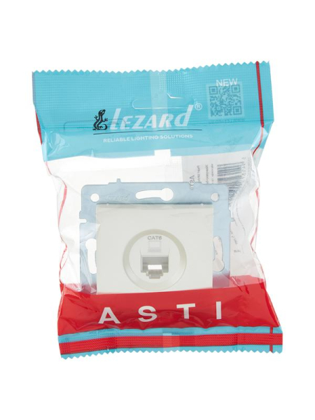 Розетка компьютерная 1-м СП ASTI IP20 RJ45 механизм Cat 6e жемчуж./бел. перламутр. LEZARD 7081-3088-140