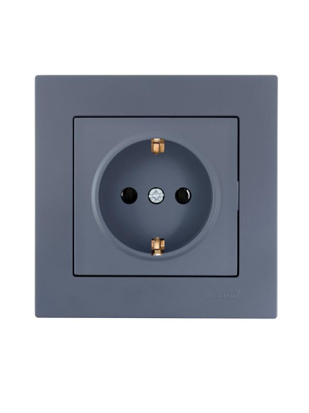 Розетка 1-м СП Vesna с заземл. защ. шторки ПБТ механизм графит LEZARD 742-3488-124B