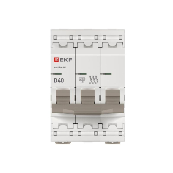 Выключатель автоматический 3п D 40А 4.5кА ВА 47-63N PROxima EKF M634340D