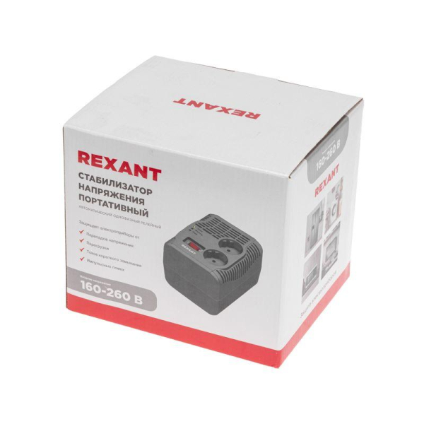 Стабилизатор напряжения портативный REX-PR-500 REXANT 11-5037