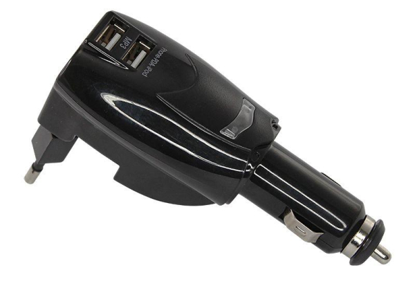 Устройство зарядное трансформер универс. авто+сетевое 2 USB черн. (2х1000мА) c индикатором блист. Rexant 18-1185-1