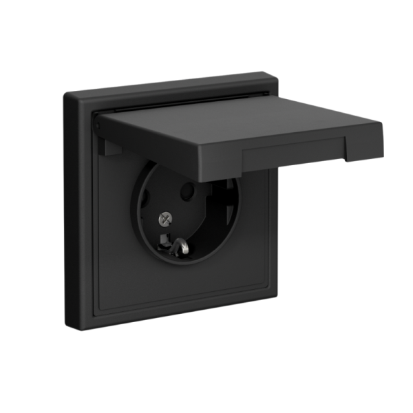 Розетка ArtGallery 16А IP20 с заземл. защ. шторки с крышкой механизм карбон SE GAL001046