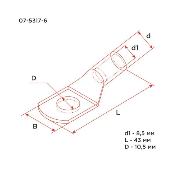 Наконечник медный луженый ТМЛ-Р 35–10 (35мм² - Ø10мм) (в упак. 100 шт.) REXANT
