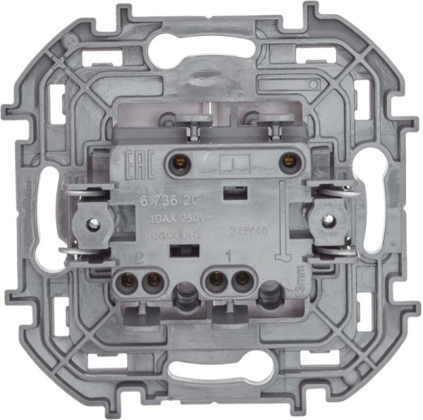 Выключатель 2-кл. Inspiria 10А IP20 250В 10AX механизм бел. IEK 673620