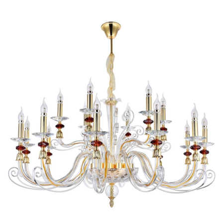 Подвесная люстра Crystal Lux CATARINA SP12+6 GOLD/TRANSPARENT-COGNAC