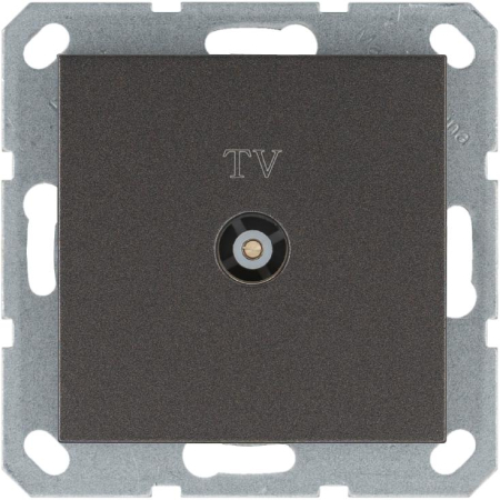 Розетка телевизионная проходная TV Ф9.5мм механизм мокко Jasmart G6002Z