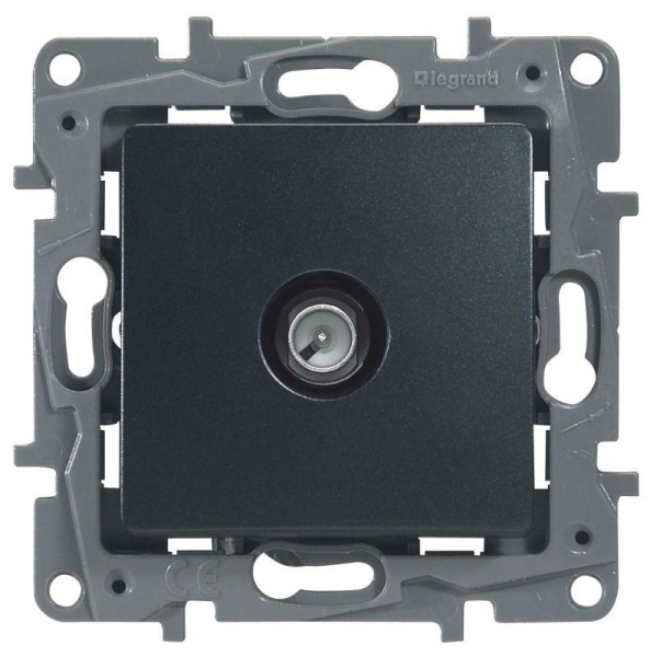 Розетка телевизионная TV СП Etika 2дБ 0-2400МГц с топологией "звезда" механизм антрацит IEK 672651