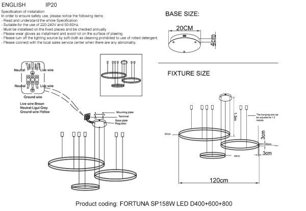 Crystal Lux Люстра Crystal Lux FORTUNA SP158W LED D400+600+800 BLACK