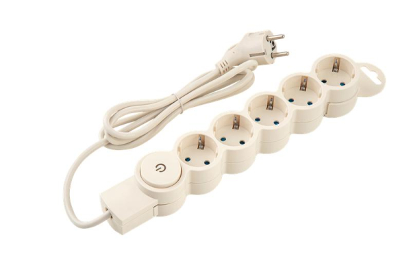 Фильтр сетевой 5х1.5м с/з с выкл 2кВт 10А/2 сл. кость Duwi 32570 3