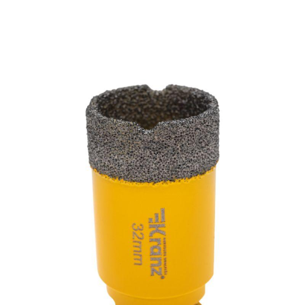 Коронка алмазная профессиональная по керамограниту и железобетону М14, вакуумное спекание, 32мм, для УШМ KRANZ