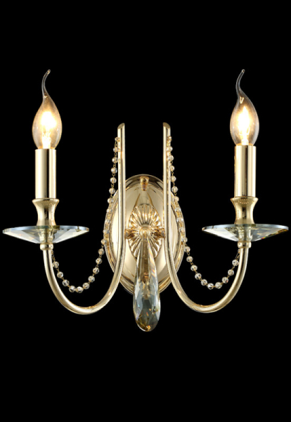 Бра Crystal Lux VICTORIA AP2 GOLD/AMBER