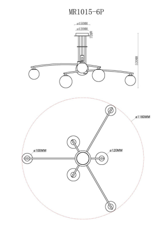 Люстра на штанге MyFar MR1015-6P