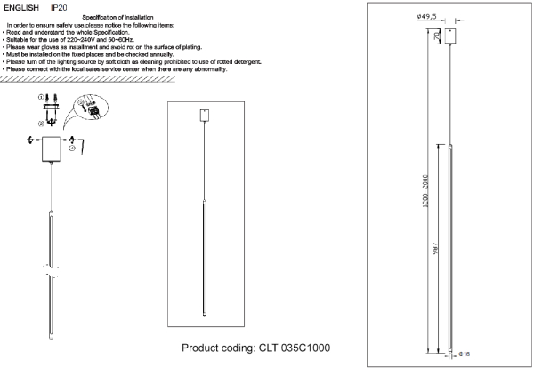 Crystal Lux Светильник подвесной Crystal Lux CLT 035C1000 GO