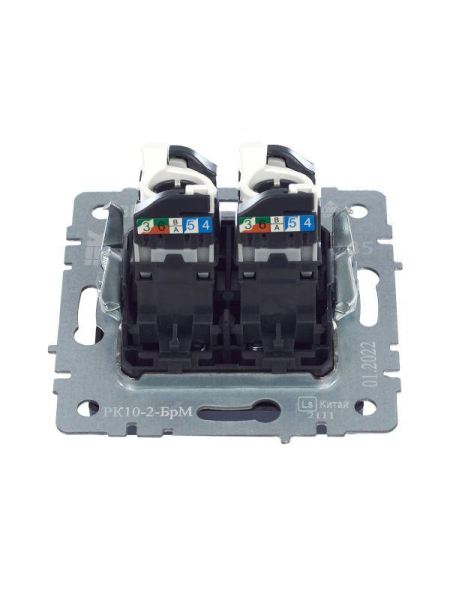 Розетка компьютерная 2-м СП BRITE RJ45 кат.5E РК10-2-БрМ механизм маренго IEK BR-K20-1-K35