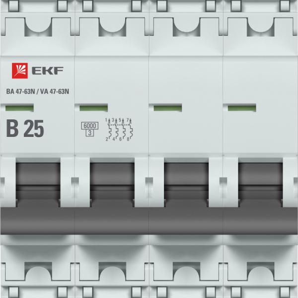 Выключатель автоматический модульный 4п B 25А 6кА ВА 47-63N PROxima EKF M636425B