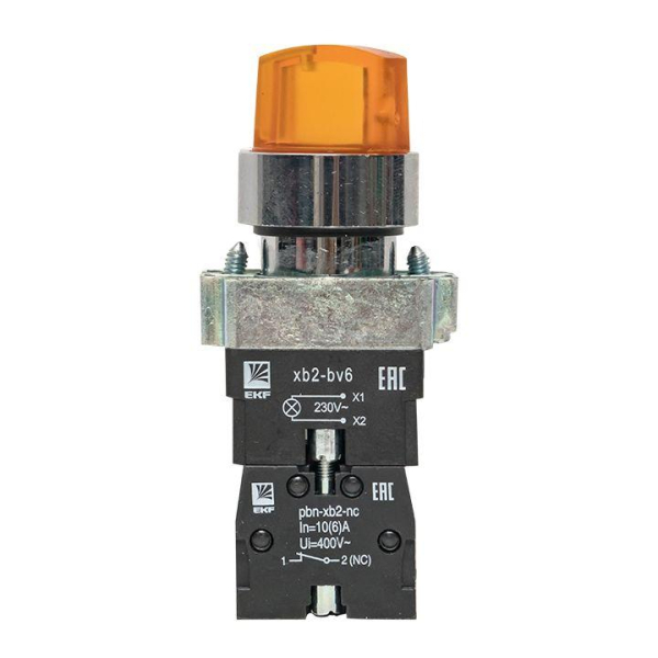 Переключатель BD33 3P с желт. подсветкой 230В NO PROxima EKF xb2-bk33-y-230