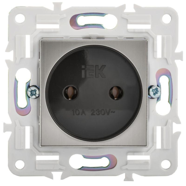 Розетка SKANDY 10А без заземл. без защ. шторок SK-R02N никель IEK SK-R10-10-K50