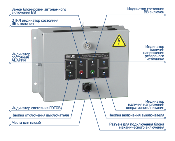 Выключатель вакуумный Optimat BB-10-20/1000-У2-130 с блоком управления Optimat BU-11-У2 КЭАЗ 273101