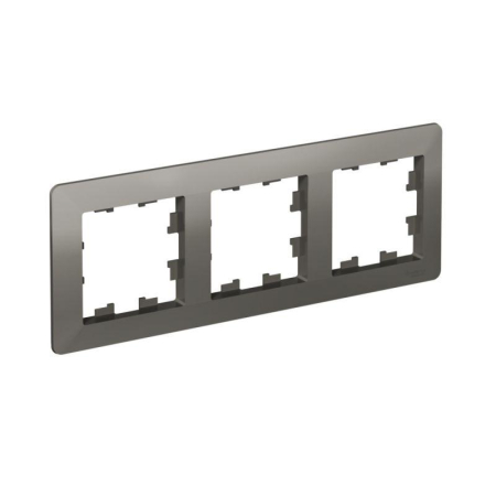 Рамка 3-м AtlasDesign Air сталь/дым. черн. SE ATN220903