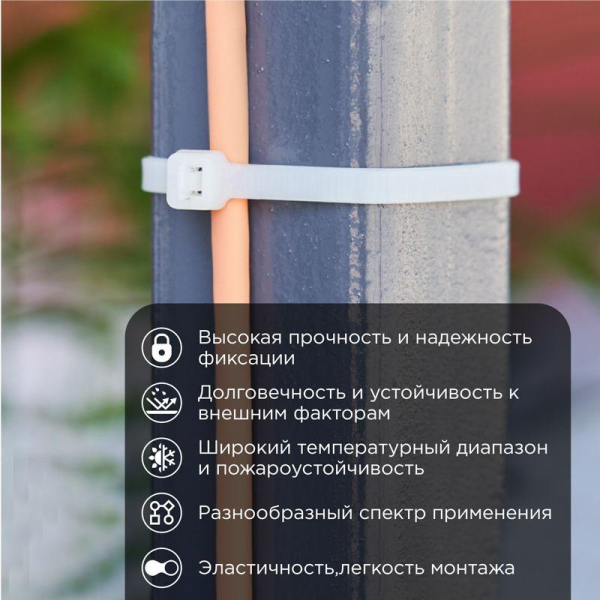 Стяжка кабельная нейлоновая 1020x9,0мм, белая (25 шт/уп) REXANT