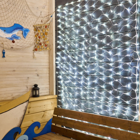 Гирлянда светодиодная Сеть 2х1,5м 288 LED БЕЛЫЙ прозрачный ПВХ IP65 свечение с динамикой 230В блок в комплекте NEON-NIGHT