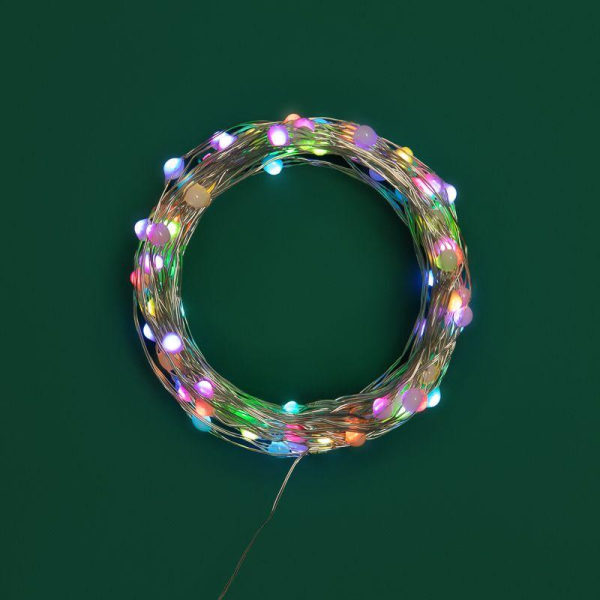 Гирлянда Роса 10м, 100LED, RGB, IP44, на батарейках 3хАА, с пультом 44 режима NEON-NIGHT