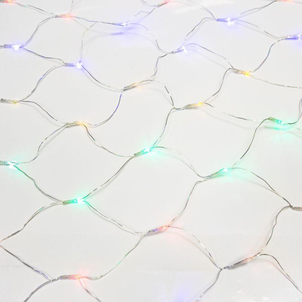 Гирлянда светодиодная "Сеть" 1х1.5м 96LED мультиколор 12Вт 220-240В IP20 с контроллером 8 режимов провод ПВХ прозр. Neon-Night 215-119-6