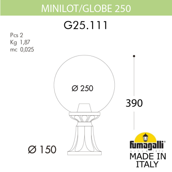 Садово-парковый светильник Fumagalli G25.111.000.WYF1R