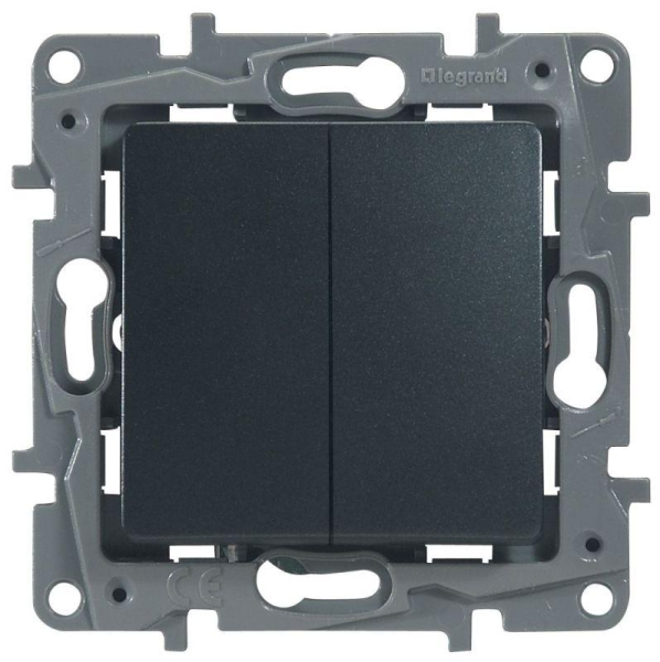 Переключатель 2-кл. СП Etika Plus 10А IP20 250В 10AX безвинтов. зажимы механизм антрацит IEK 672612