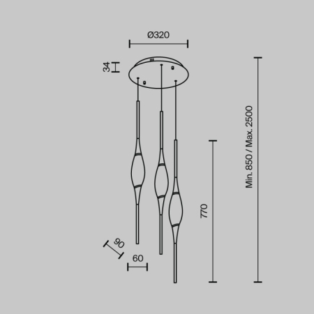 Подвесной светильник MODELUX MS.88921.3 CH