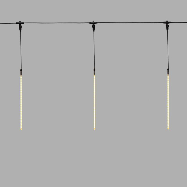 Гирлянда Тающие сосульки комплект 10 шт. х 50см, шаг 100см, 600 LED ТЕПЛЫЙ БЕЛЫЙ, черный каучук, IP67, 24В, соединяется NEON-NIGHT