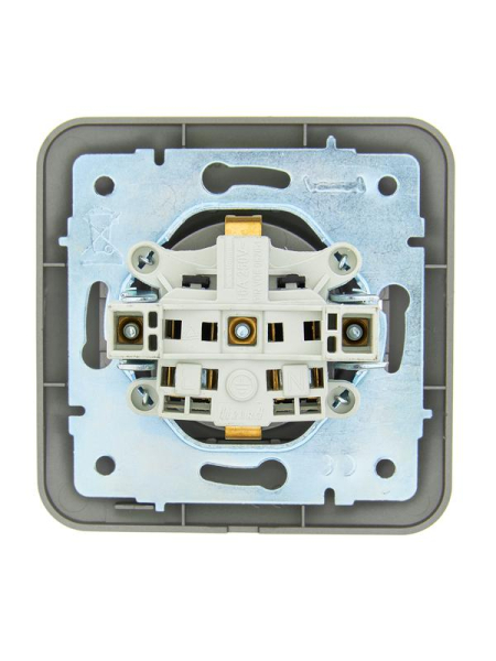 Розетка 1-м СП ASTI 16А IP20 с заземл. с крышкой термопласт в сборе платина. LEZARD 7081-3535-123В