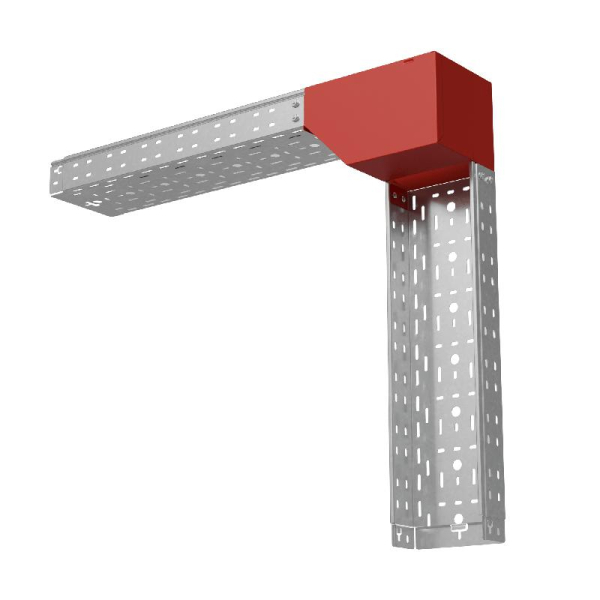 Угол для лотка вертикальный внешний левый с разворотом трассы на 90град. 200х80 сталь 1мм "ПЛЮС" VLPDplus90-80-200-L КМ PL2390