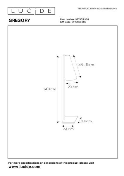 Торшер LUCIDE 30795/81/30