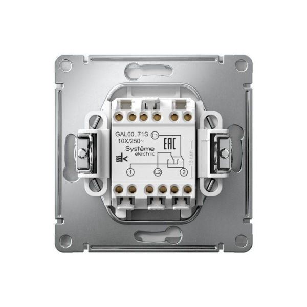 Переключатель перекрестный ArtGallery 10AX быстрозажим. клем. механизм алюм. SE GAL000371S