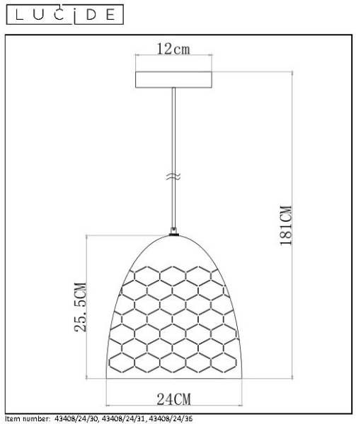 Подвесной светильник LUCIDE 43408/24/30