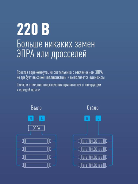 Лампа светодиодная 20Вт T8 линейная 4000К нейтр. бел. G13 220В 1200мм glass КОСМОС Lksm_LED20wG13T840GL
