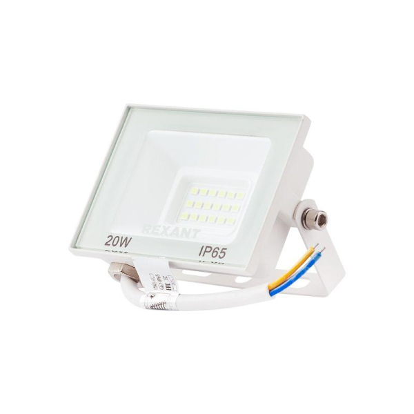 Прожектор светодиодный СДО 20Вт 1600Лм 6500K холодный свет, белый корпус REXANT