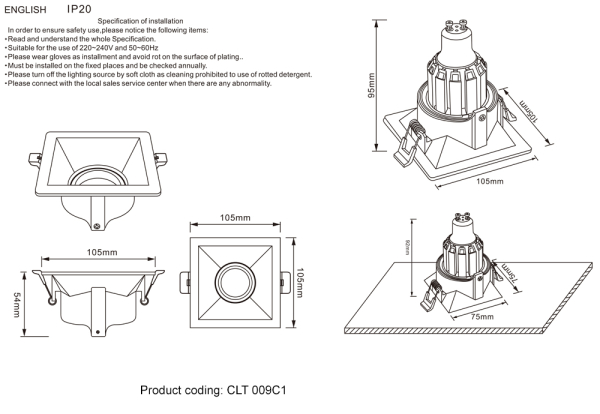 Crystal Lux Светильник встраиваемый Crystal Lux CLT 009C1 WH