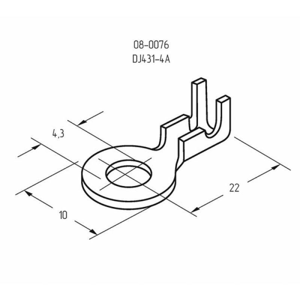 Наконечник кольцевой (НК d4.3мм) 0.5-0.8кв.мм (DJ431-4A) Rexant 08-0076
