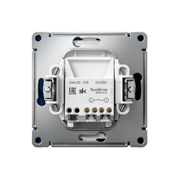 Выключатель кнопочный 1-кл. ArtGallery быстрозажим. клем. механизм аквамарин SE GAL001115S