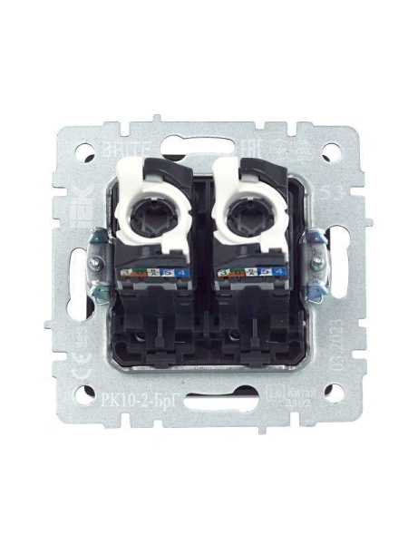 Розетка компьютерная 2-м СП BRITE RJ45 кат.5E РК10-2-БрГ механизм графит IEK BR-K20-1-K53
