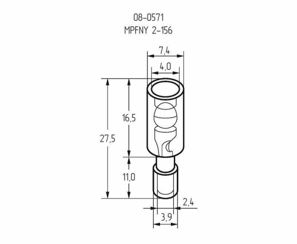 Разъем штекерный полностью изол. (AEM 2-156A) (уп.100шт) Rexant 08-0571