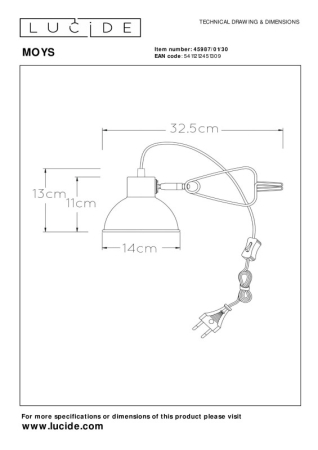 Детская настольная лампа LUCIDE 45987/01/30